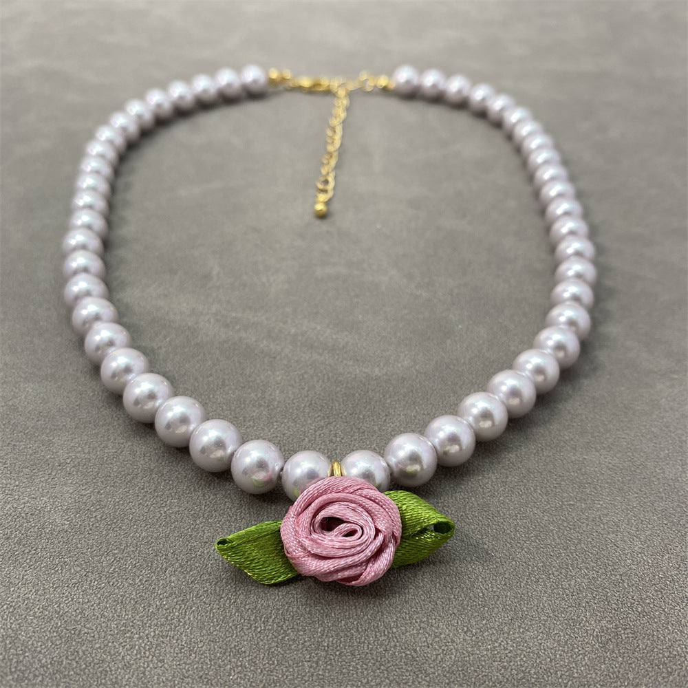 Blumen-Choker-Perlenkette Anmutig Mori Süße Schlüsselbeinkette Damen