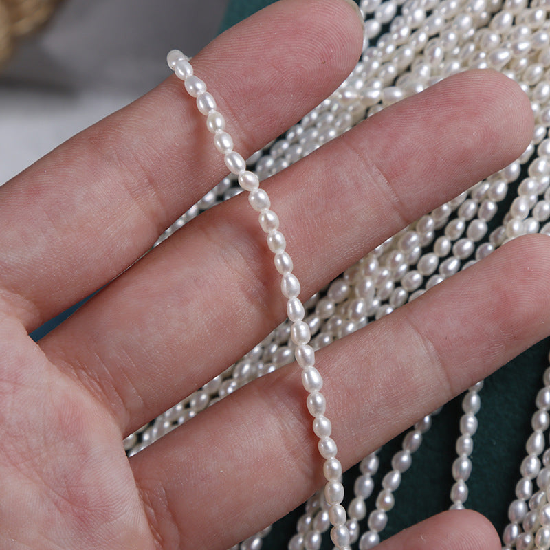 Material de joyería de cadena fina con perlas de agua dulce naturales