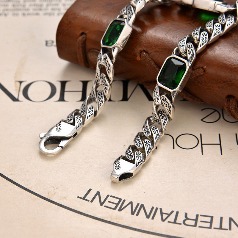 Pulsera de cadena con diseño de Tangcao con incrustaciones de diamante, ancho de 9 mm, para hombre y mujer