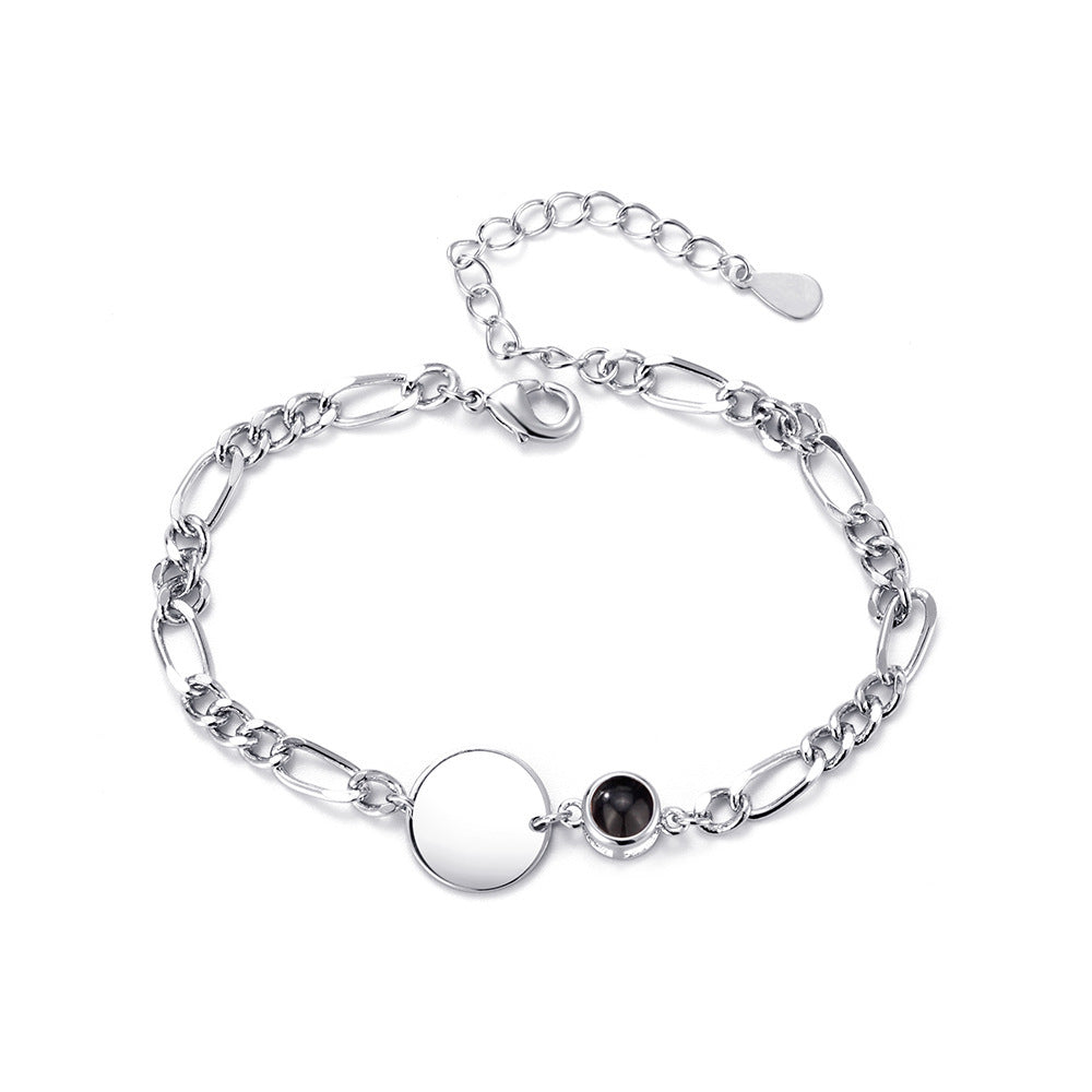 Round Brand Personalized Color Photo Projection Bracelet
