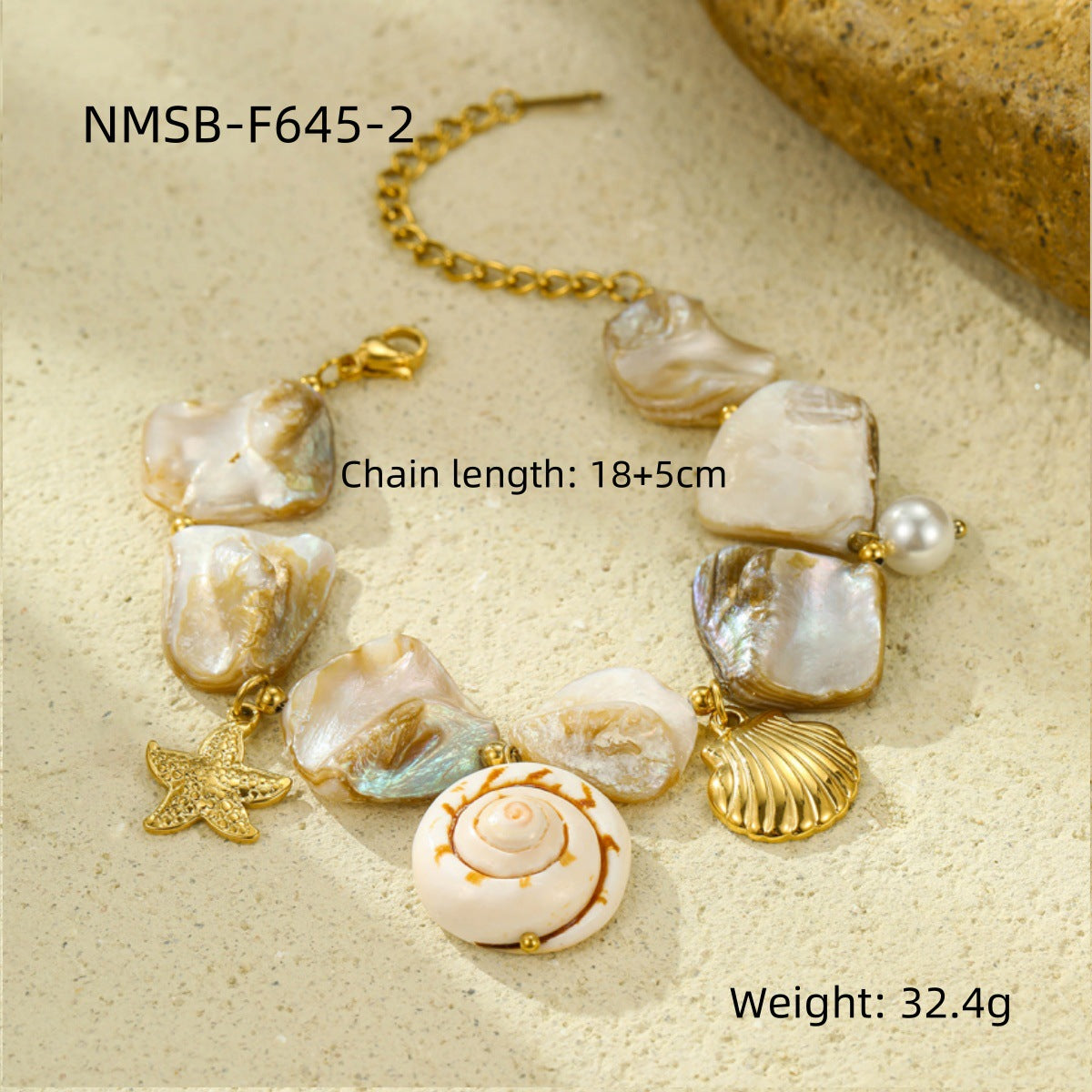 Stainless Steel Bracelet Beach Shell Pearl