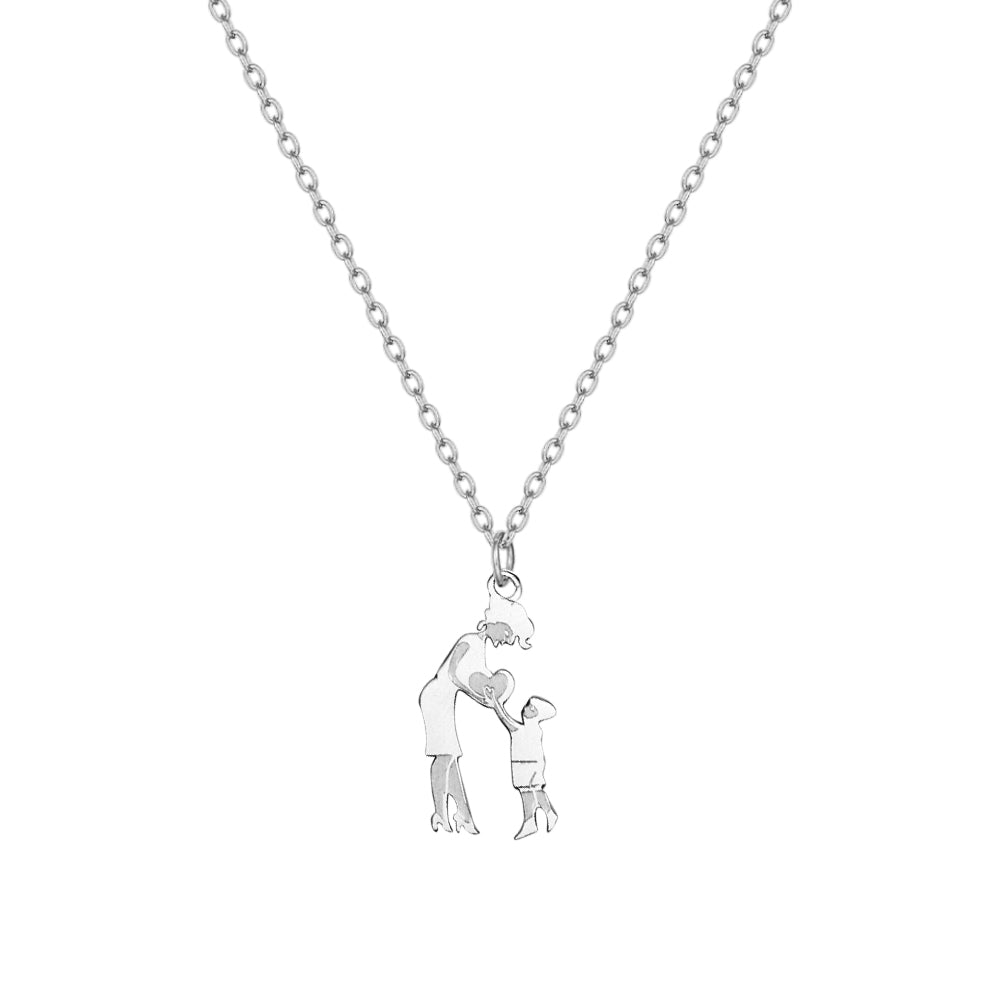Stainless Steel Mother And Children Necklace Love Mom Son Daughter Pendant Necklace Family Gifts