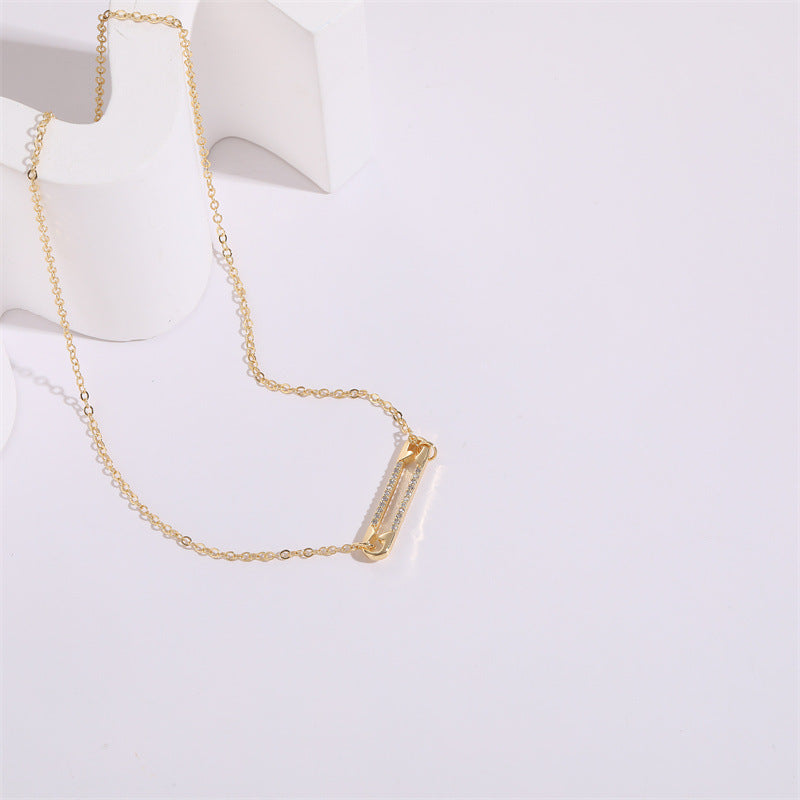 Colgante de circonita con broche, diseño personalizado, collar versátil de 14k