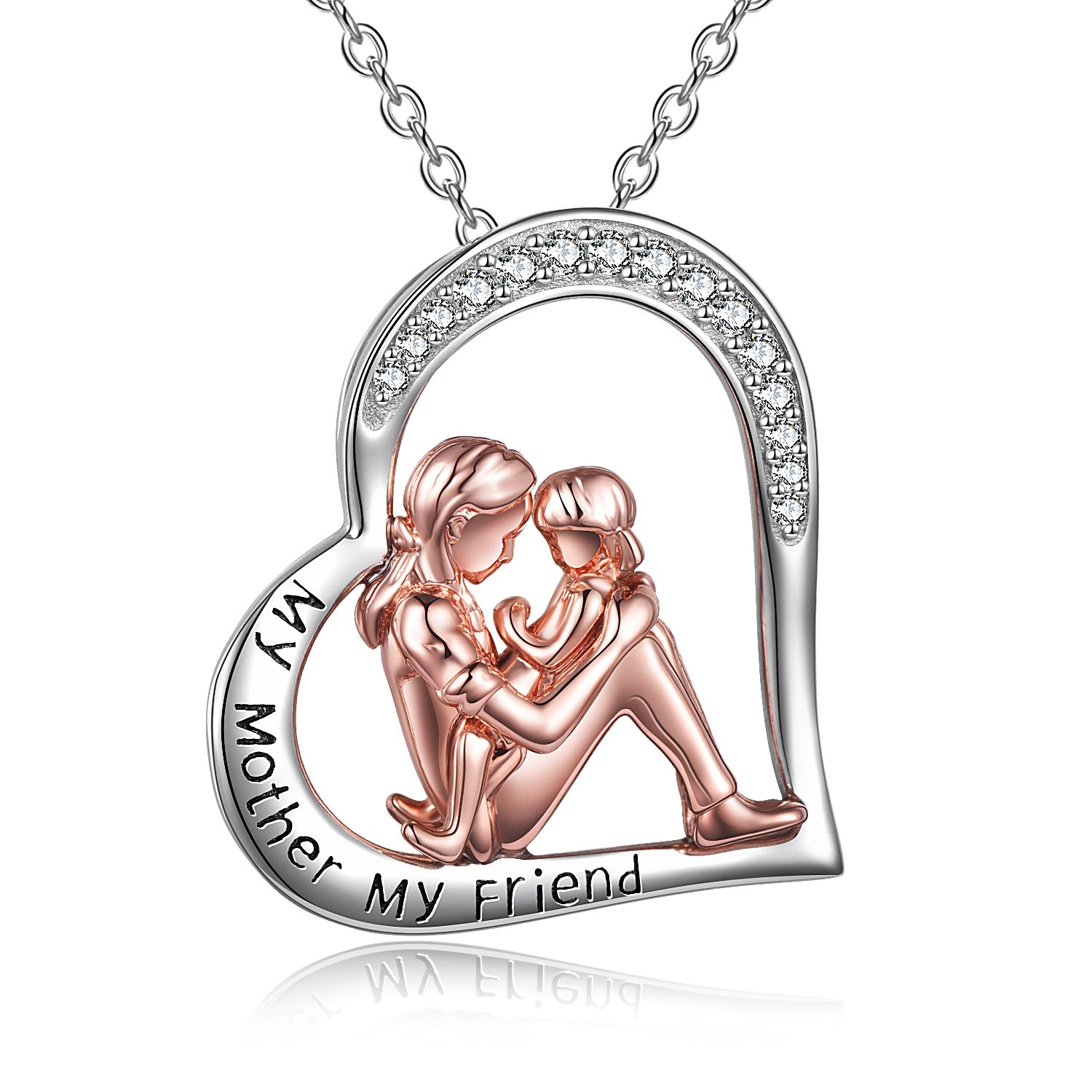 Mutter-Tochter-Halskette 925 Sterling Silber Gravur "Meine Mutter, meine Freundin" Schmuck Muttertagsgeschenke Geburtstagsgeschenke für Mama von Tochter