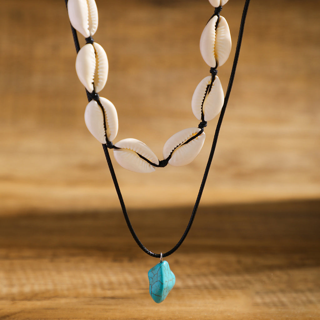 Muschelkette unregelmäßig Türkis Halskette für Herren Schlüsselbeinkette Schmuck