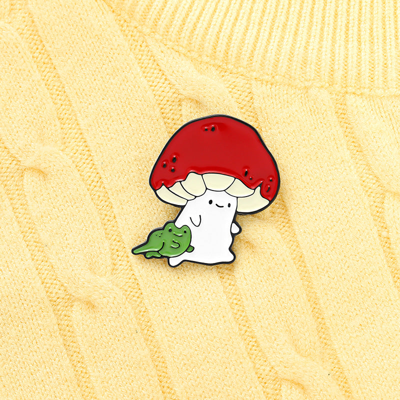 Mini rote Pilz Brosche Legierung Farbe Frosch Anstecknadel Cowboy Abzeichen