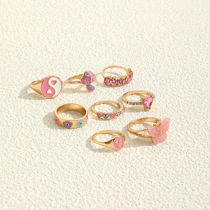 Anillo goteante de color, personalidad de moda europea y americana