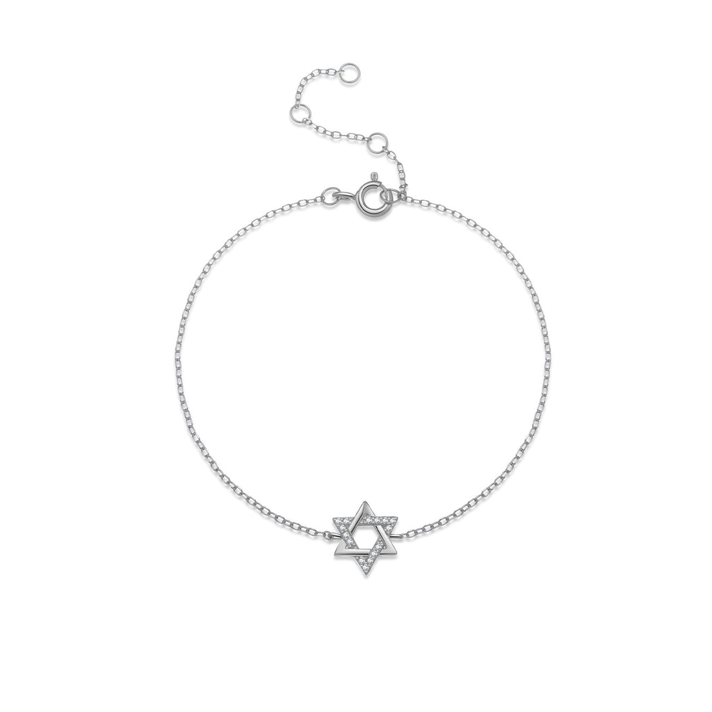 Armband aus 925er Sterlingsilber mit sechseckigem Stern und Zirkonia