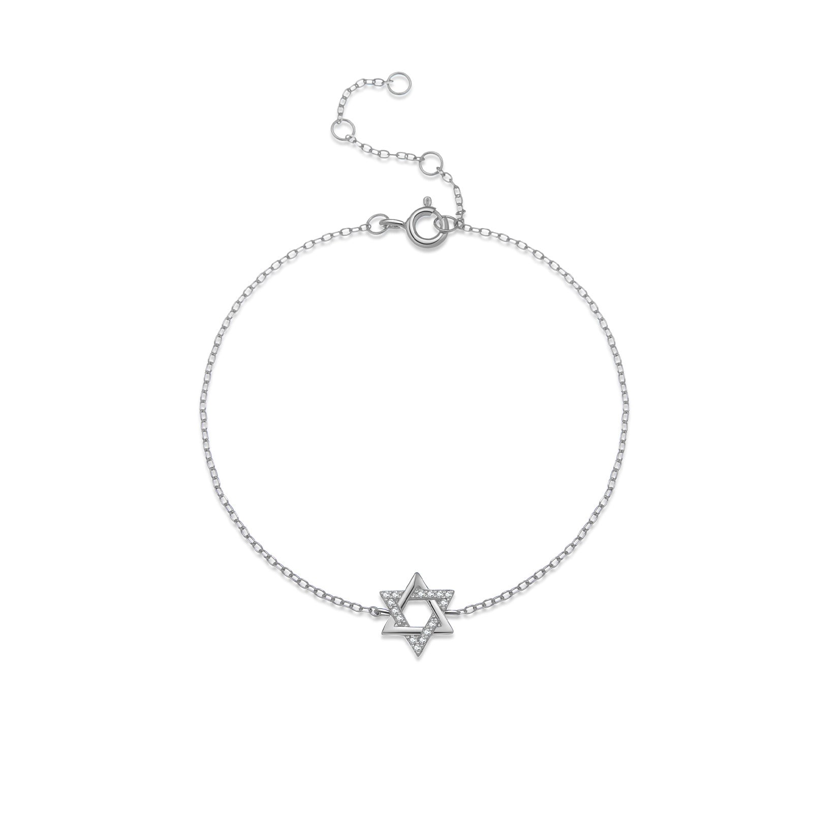 Pulsera de circonitas de plata de ley S925 con estrella hexagonal