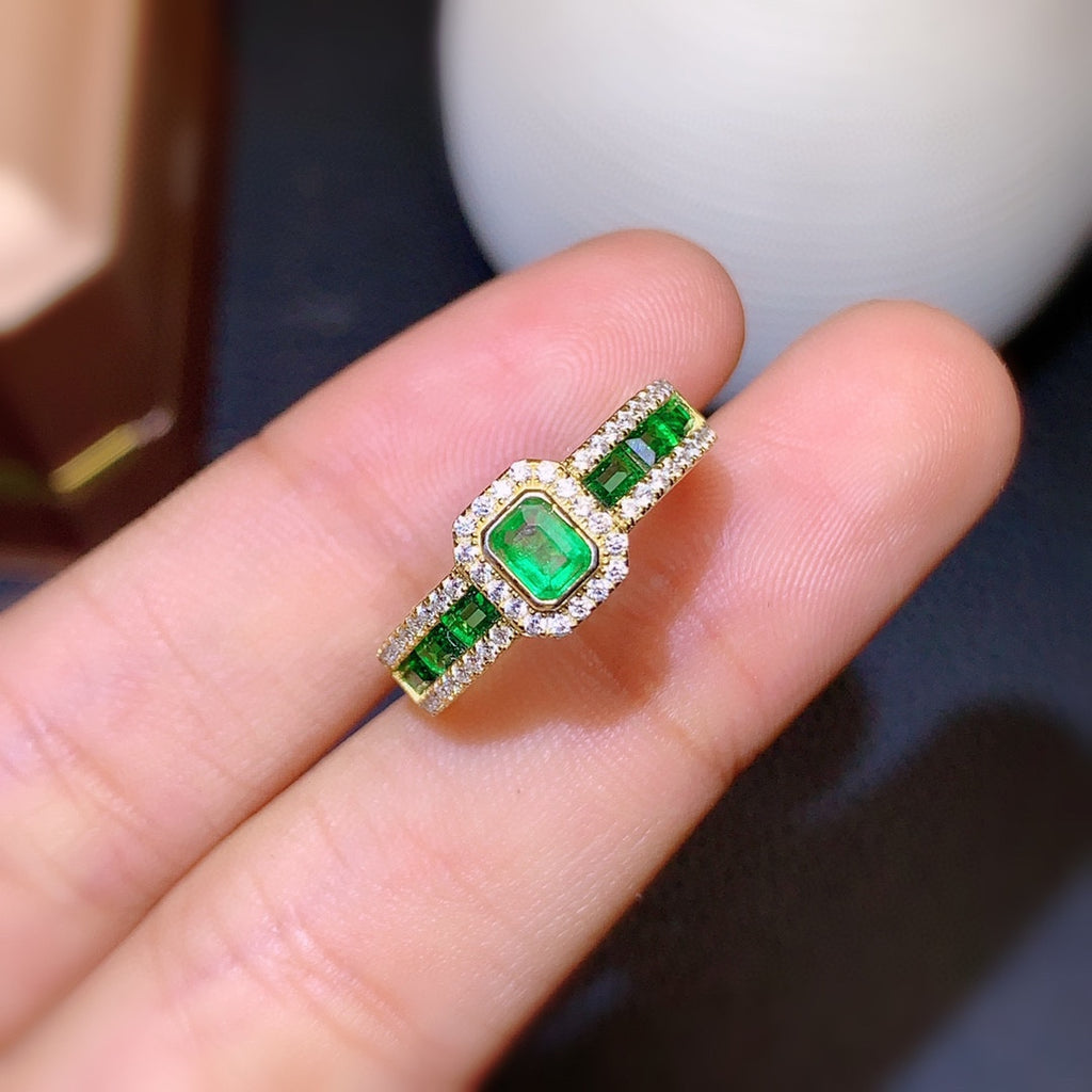 Anillo de esmeralda natural colombiana para mujer