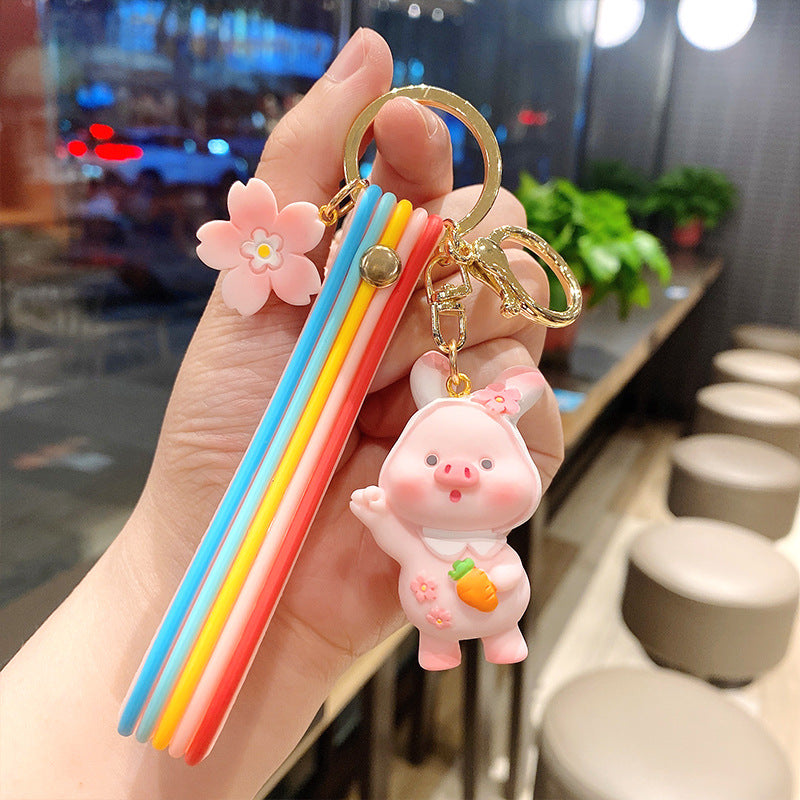 Llavero creativo con personalidad de cerdito de flor de cerezo
