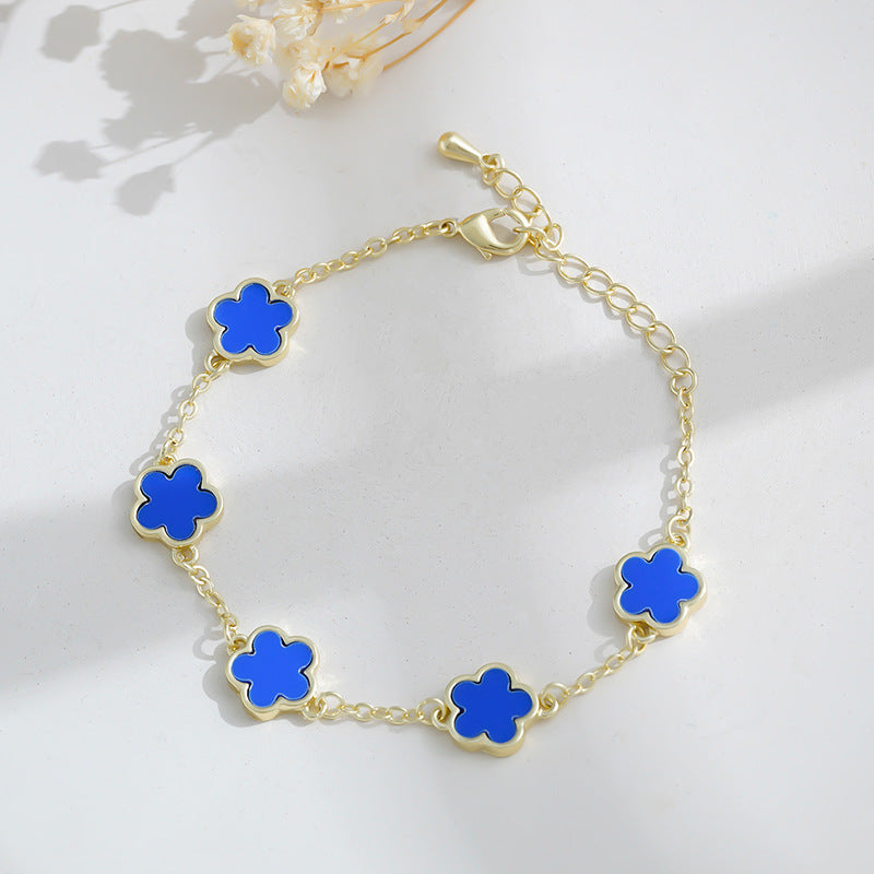 Echt vergoldetes Fünf-Blüten-Armband für Frauen