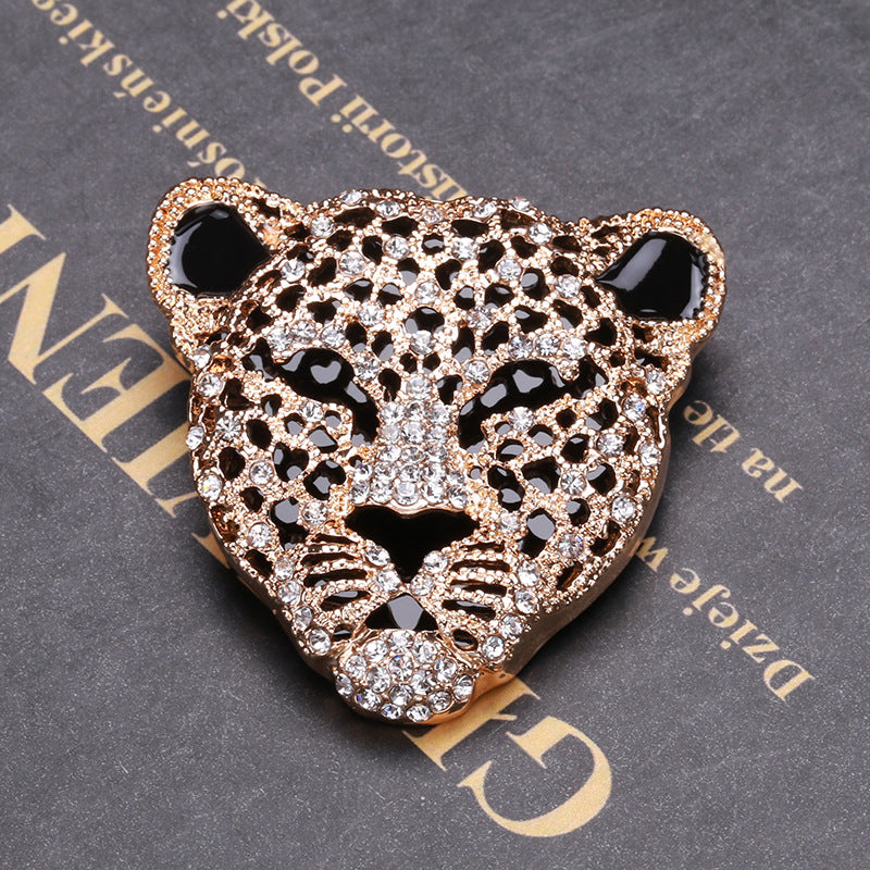 Vintage Mode Strass Leopardkopf Legierung Brosche