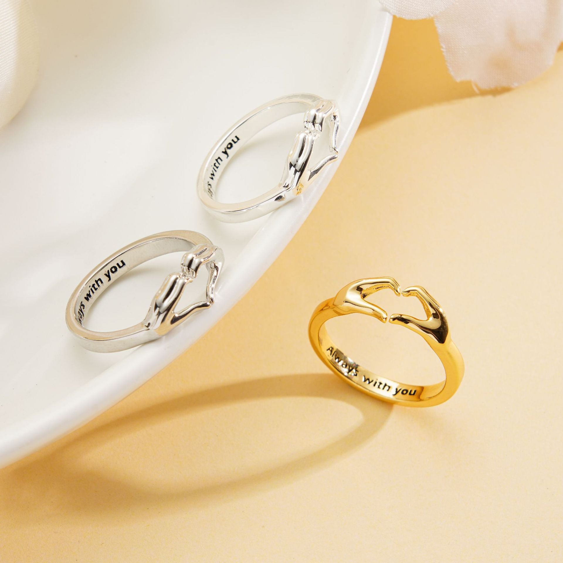 Romantische Hände Herz Ring Paar Partnerringe
