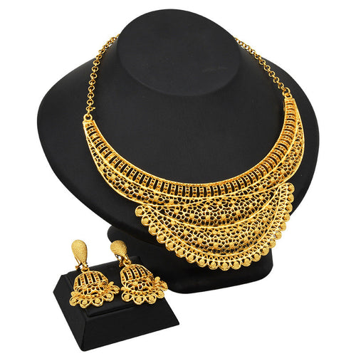Juego de joyas chapadas en oro de 24 quilates para mujer india y de Oriente Medio