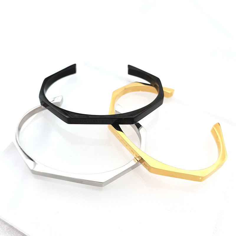 Diamond Hexagonal Smooth Opening Bracelet