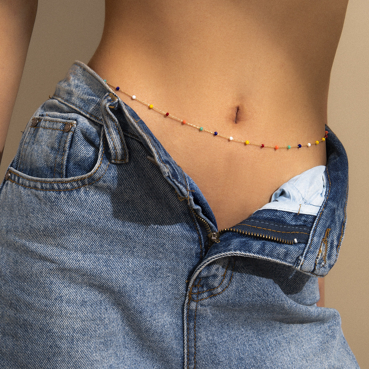Creative Color Rice Beads Tassel Single Layer Waist Chain