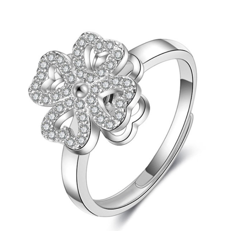 Anillo Giratorio Trébol de Cuatro Hojas para Mujer