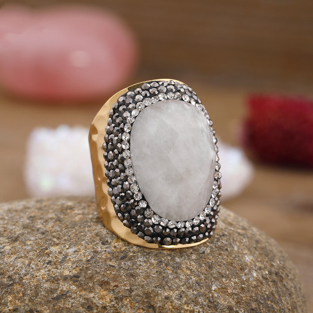 Damen Strass Natur Türkis Ring Schmuck