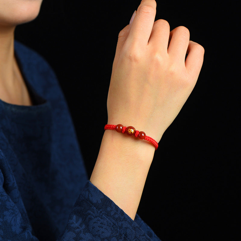 Zodiac Red Rope Bracelet Natural Red Agate