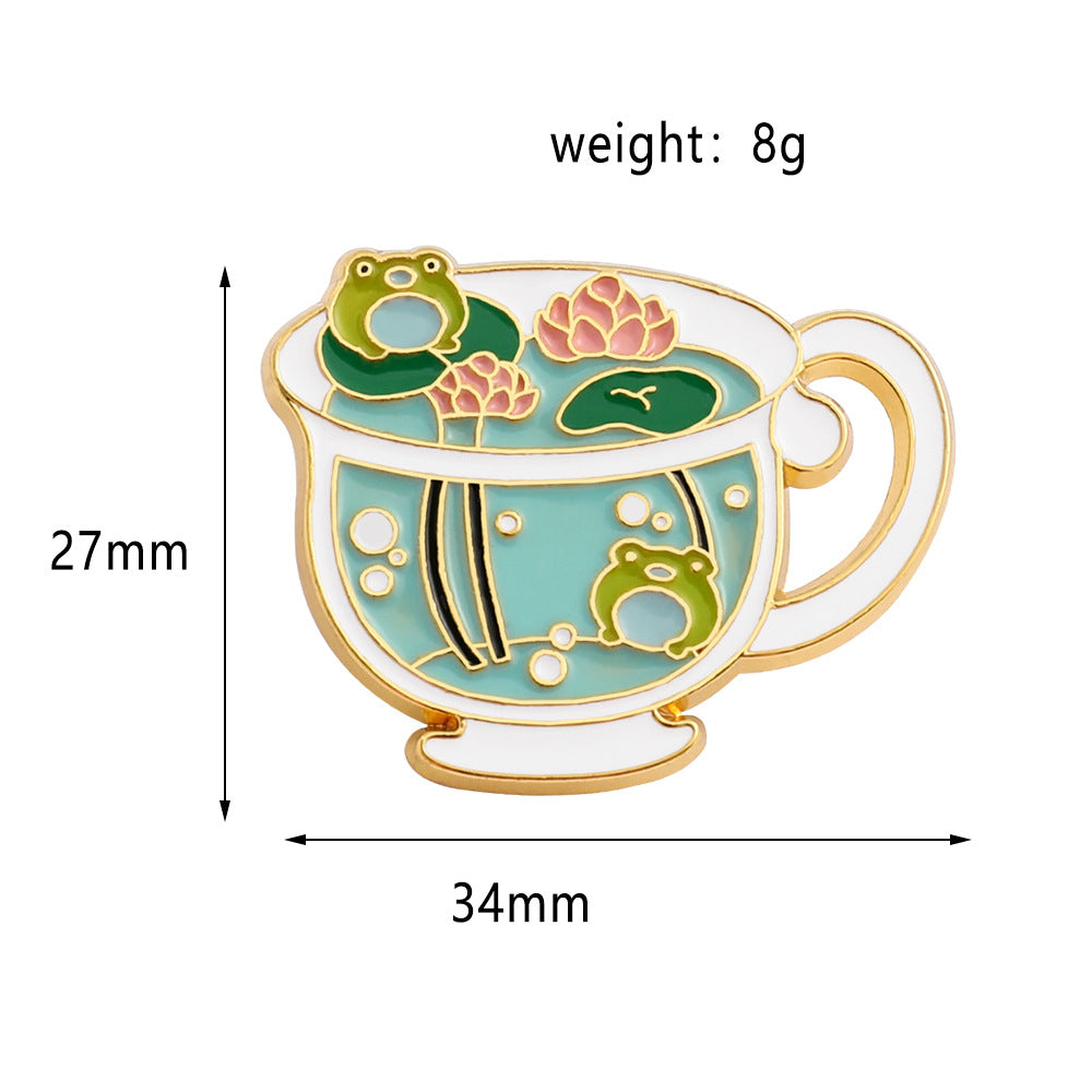 Niedlicher Frosch Tier Emaille Anstecknadel Brosche Tasse