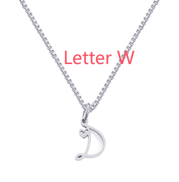 26 Love Letters Titanium Steel Pendants Necklace
