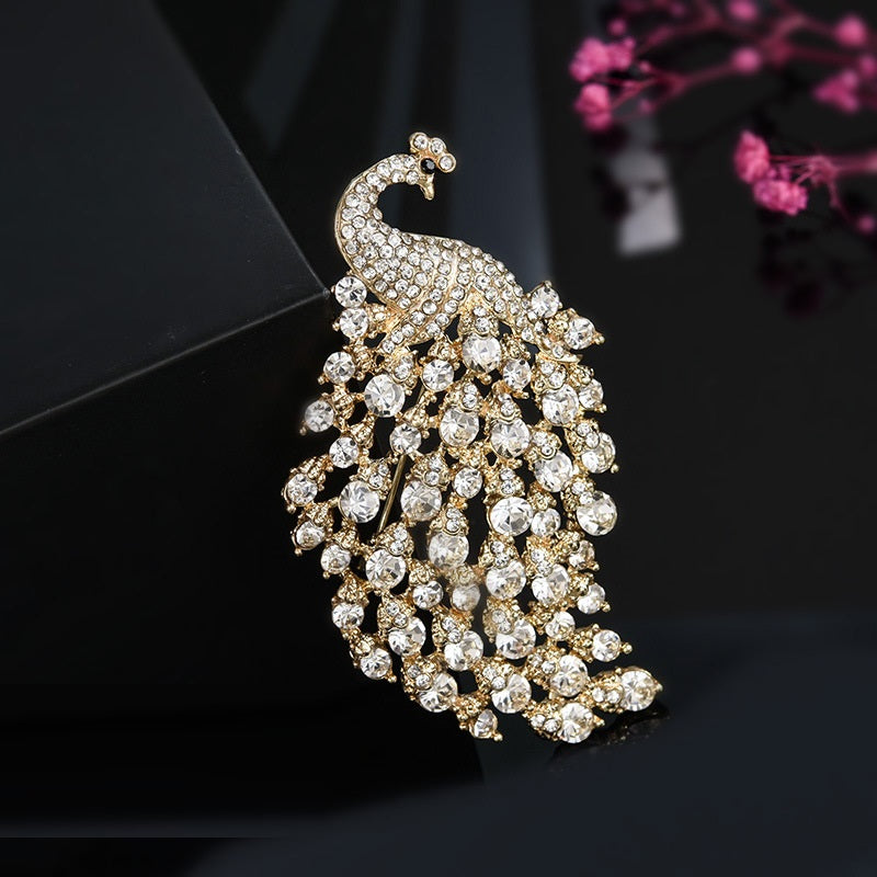 Große Strass-Pfau Hochzeitsbrosche Schmuck Damen Schal Brosche