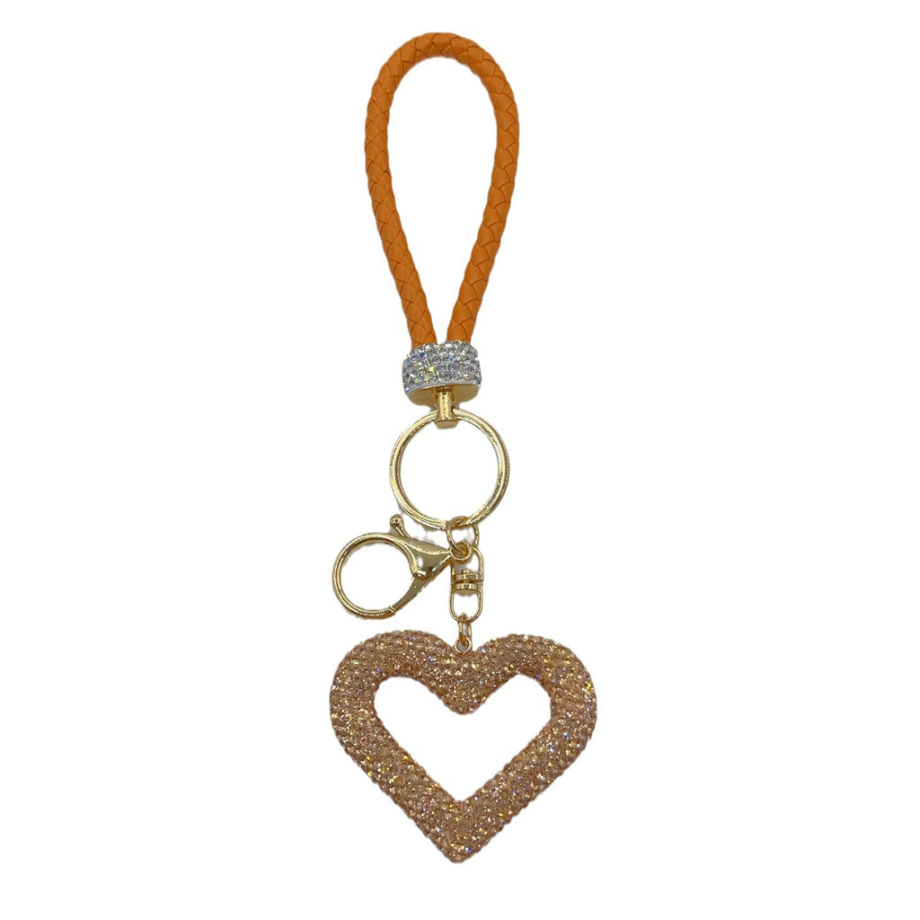 Llavero de Corazón Hueco de Cuerda de Cuero y Arcilla Polimérica, Colgante Lindo de Gama Alta para Bolsos, DIY Creativo, Pequeño Colgante Terminado al por Mayor