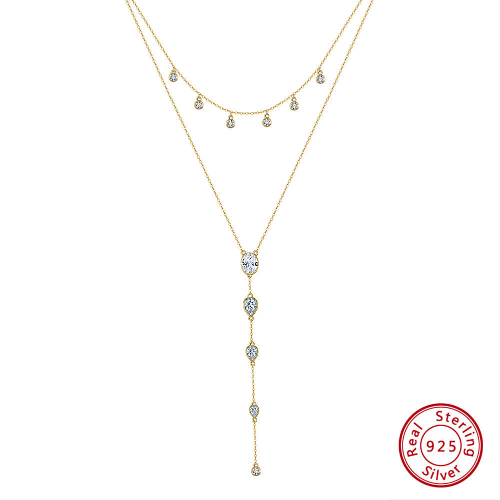 Accessoires: Halskette für Damen aus Sterlingsilber mit zwei Lasso-Anhängern