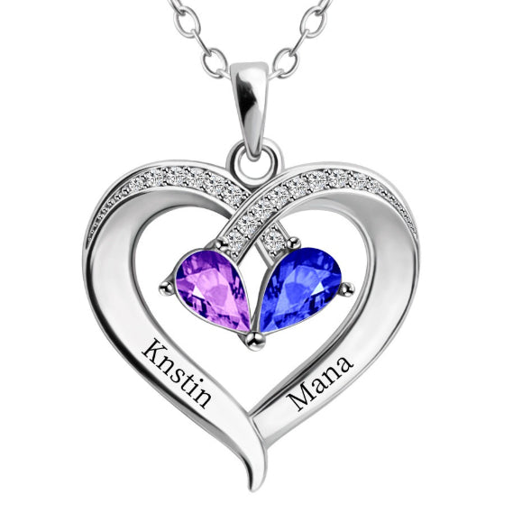 Gemstone necklace female heart-shaped couple custom lettering pendant gift