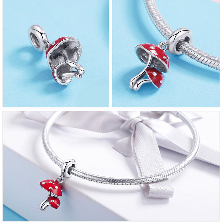 Schmuck Pilz Silber Anhänger Mode DIY