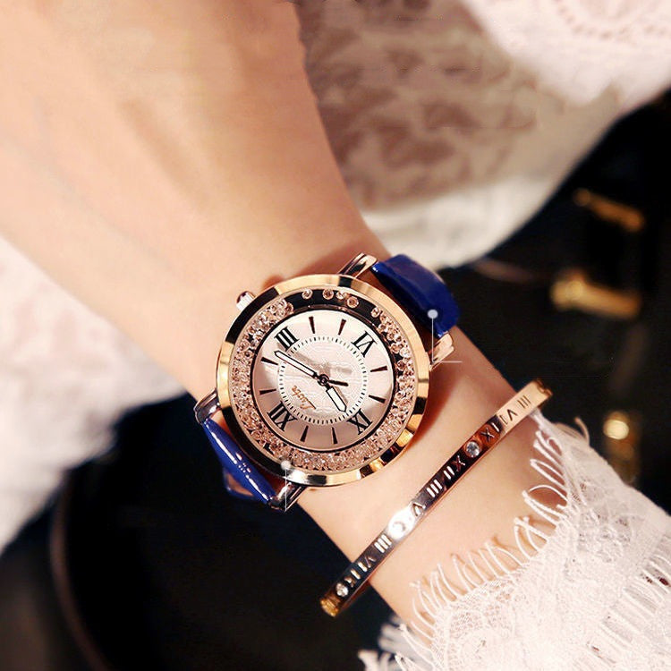 Reloj de cuarzo retro para mujer, con correa de diamantes de imitación, de moda coreana, para estudiante