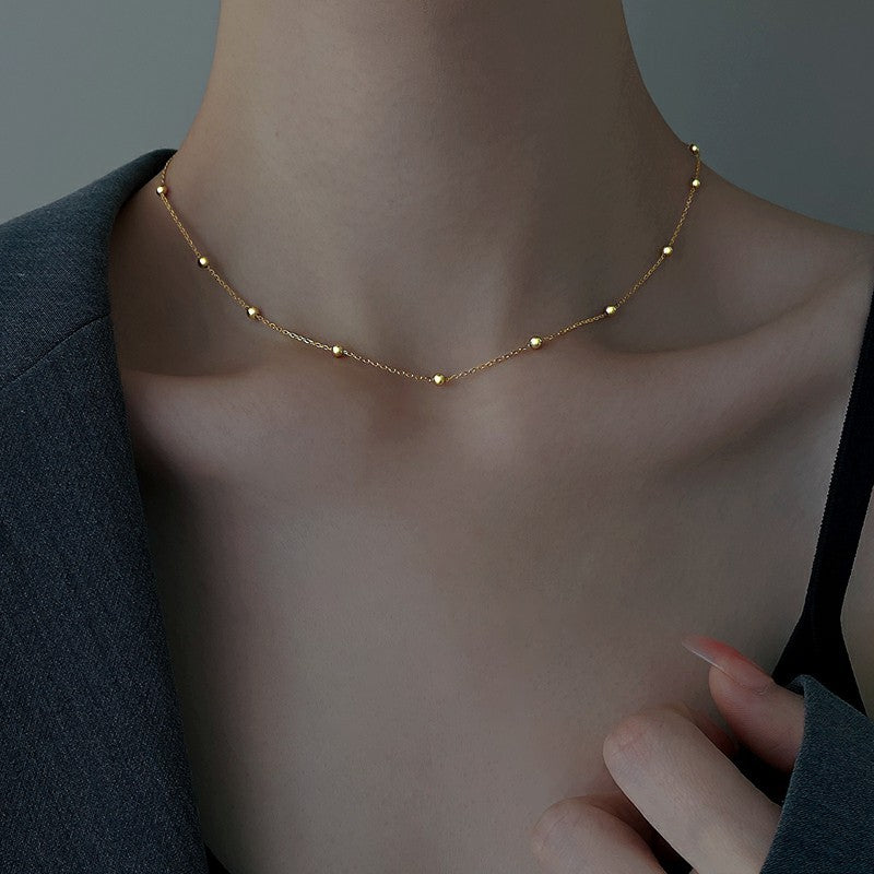 Simple All-match Round Beads Snake Bones Chain Titanium Steel Necklace