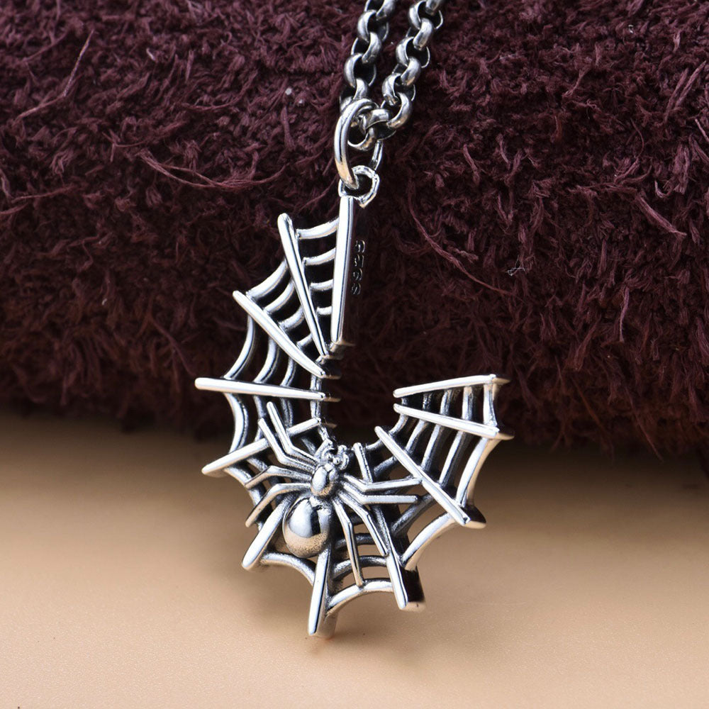 Colgante Telaraña Plata de Ley 925 Gótico Collar Adorno