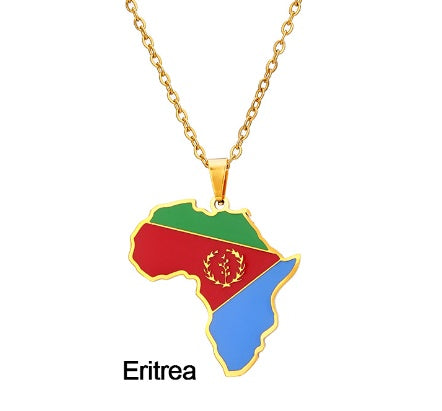 Collar con Colgante de Mapa de África Acero Inoxidable Joyería Ghana Nigeria