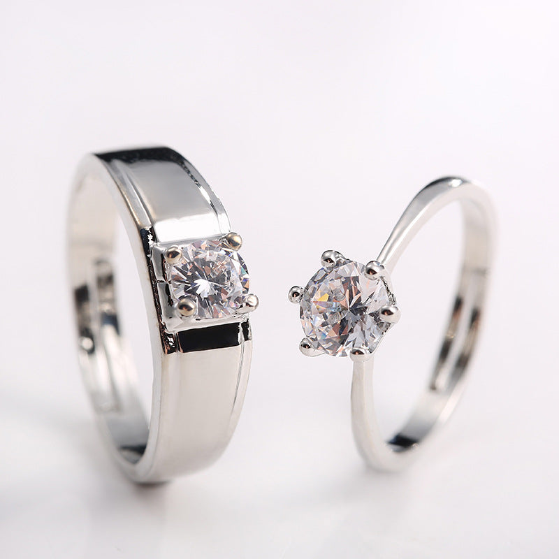 Diamantring Simulation Damenring Moissanit Partnerringe SATINE Sechs-Krappen