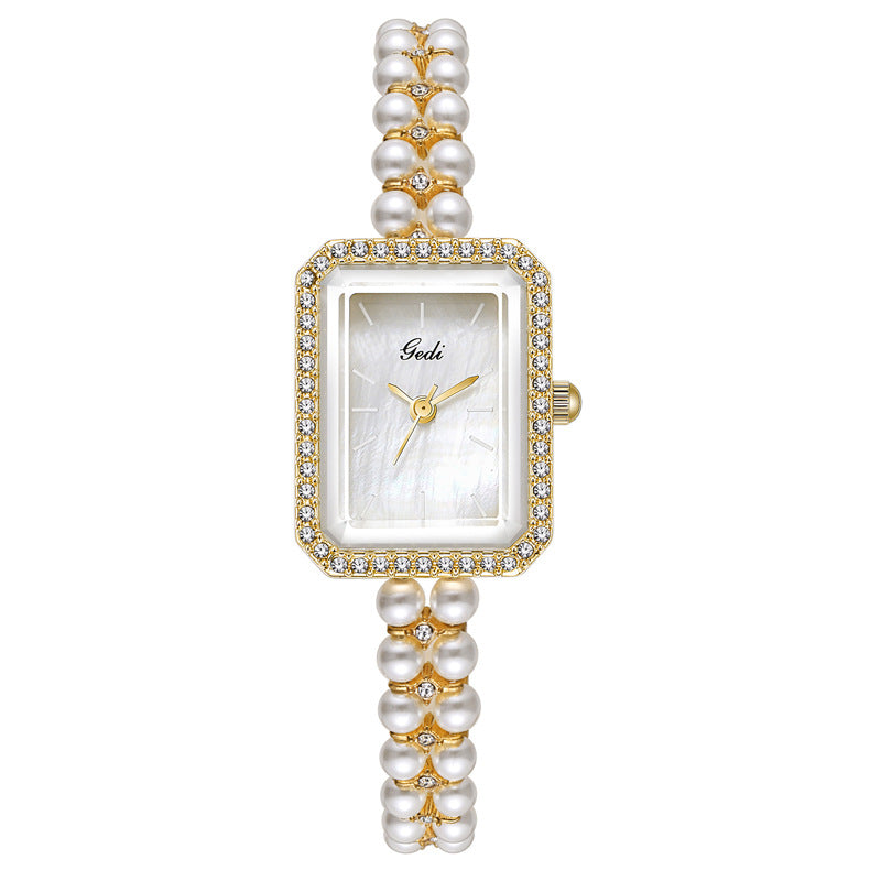 Reloj de Cuarzo Creativo con Perlas de Concha para Mujer
