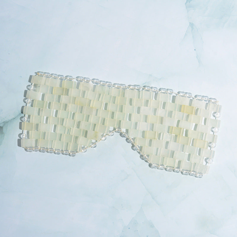Mascarilla de jade para ojos, cortina de jade, masaje frío, ojos, jade verde tejido, belleza facial