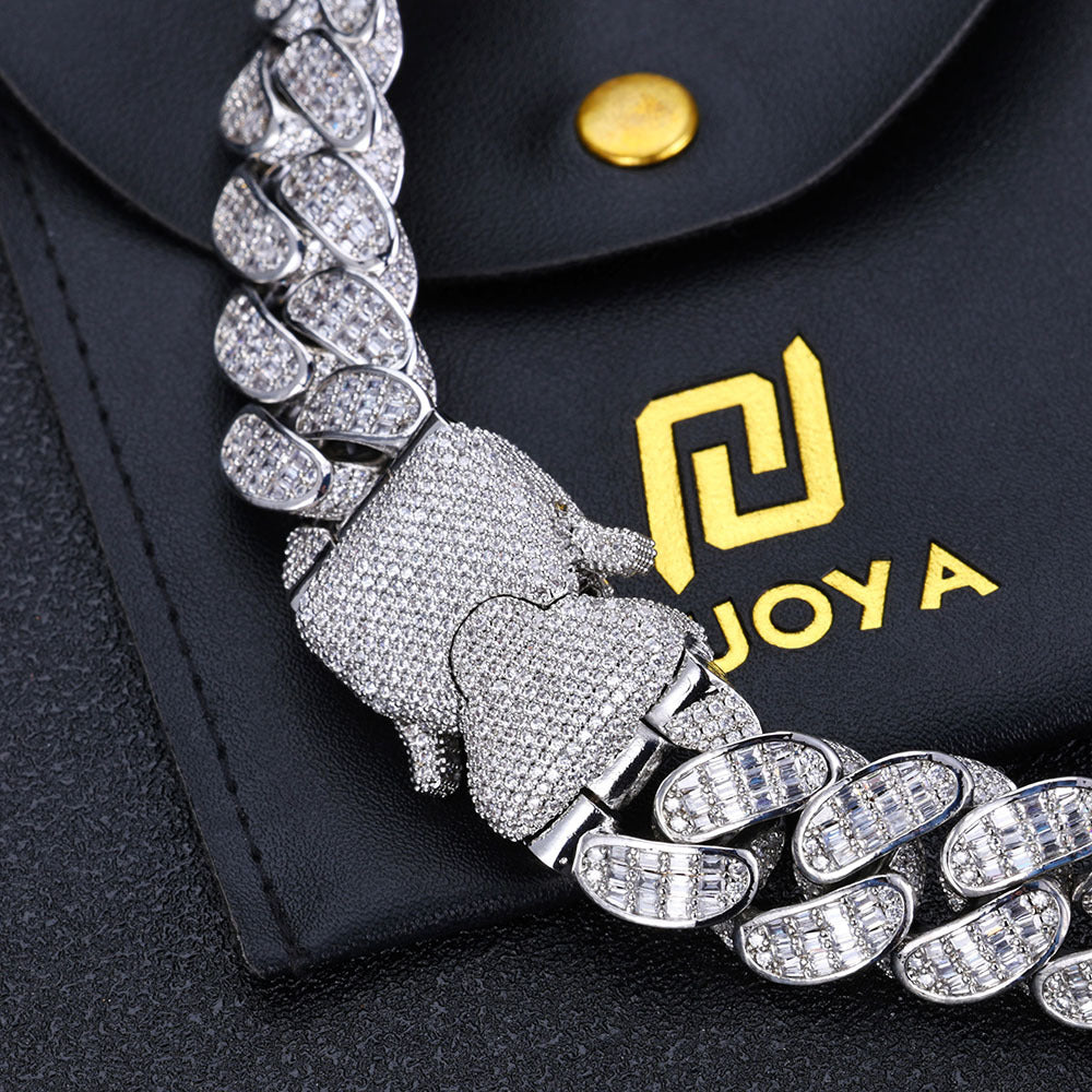 Hip Hop Jewelry Three Rows T Square Zircon Cuban Link Chain