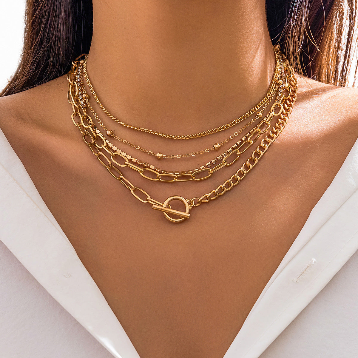 Simple Geometric OT Buckle All-match Necklace