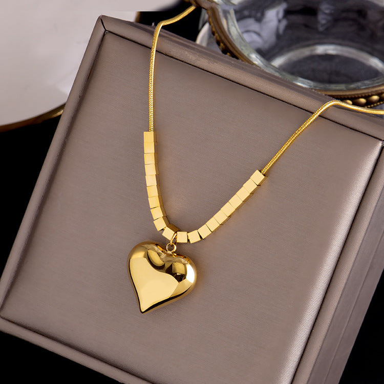 Women's Square Titanium Steel Heart Necklace