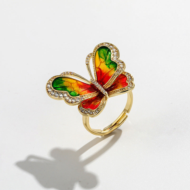 Mode Schmetterling Design Süßwasserperlen Halskette Ring Dreiteiliges Ohrring-Set