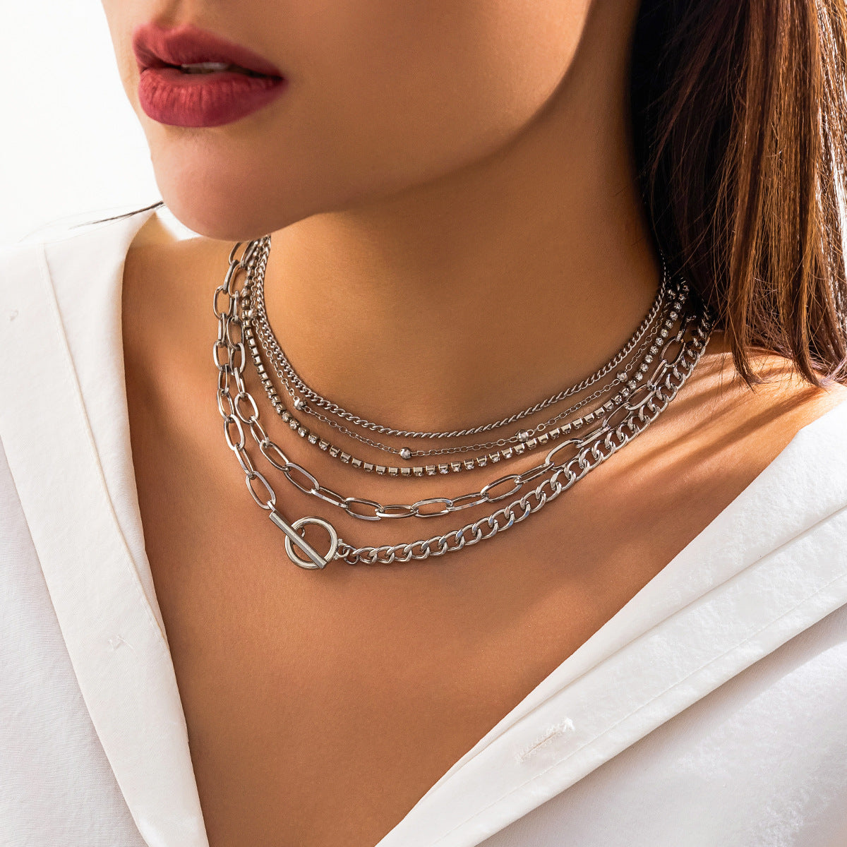 Simple Geometric OT Buckle All-match Necklace