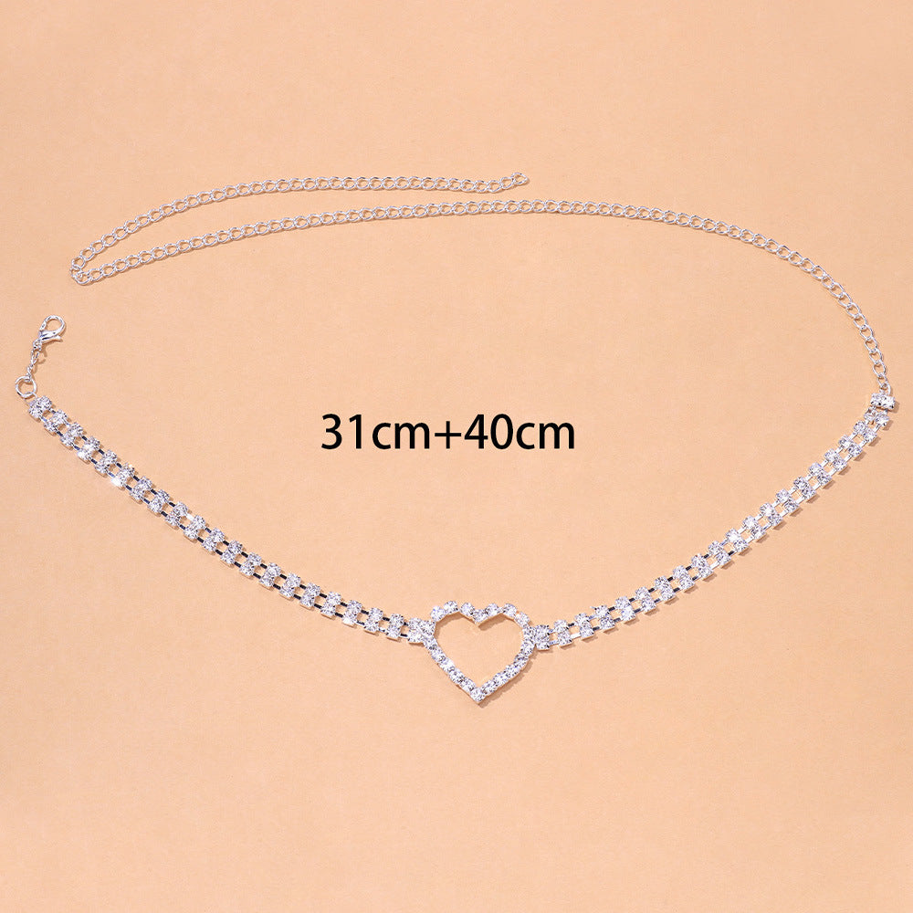 Cadena de Pierna de Amor con Diamantes, Cadena Corporal de Moda Europea y Americana