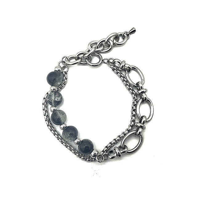 Doppellagiges Armband aus Titanstahl mit Burst-Perlen