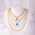 Email Smiley-Gesicht Anhänger Perlenkette Boho Gold Mehrschichtige Grobe Kette Statement Halsketten Choker für Damen