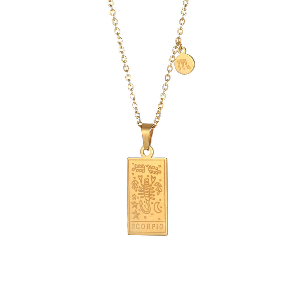 Stainless Steel Constellation Square Constellation Tag Scorpio Couple Necklace