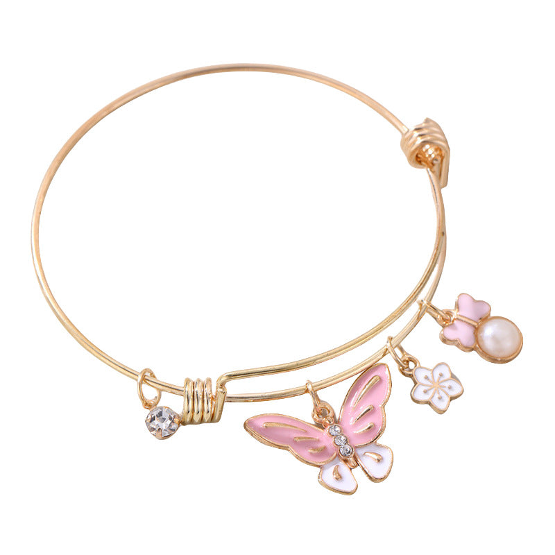 Öltropfen Schmetterling Kleine Blume Armband Schlicht