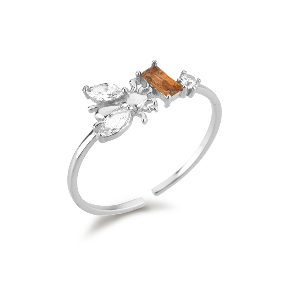 Verstellbarer Bienenstock-Ring aus Sterlingsilber, Lebhafter Mund, Feiner Schmuck