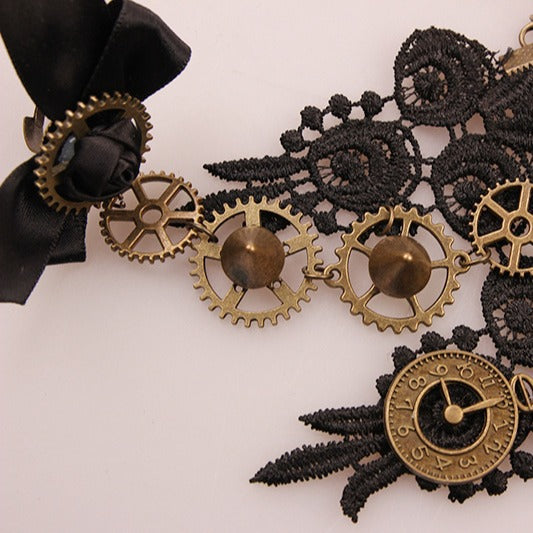 Retro Integrated Lace Clock Mechanical Gear Bracelet